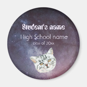 Retro 60s space galaxy graduation magnet