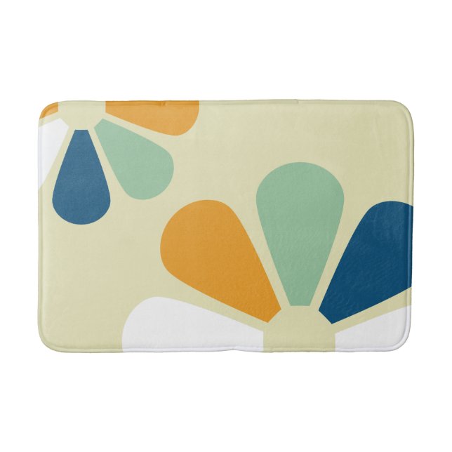 Retro 60s Style Flowers Bath Mat (Front)