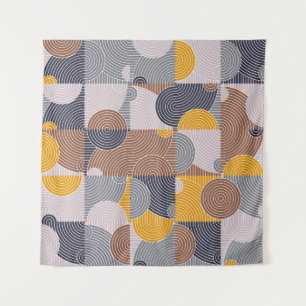 Retro 60s Tiles: Colourful Geometric Pattern Tapestry
