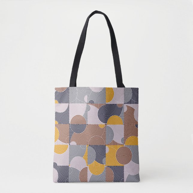 Retro 60s Tiles: Colourful Geometric Pattern Tote Bag (Front)
