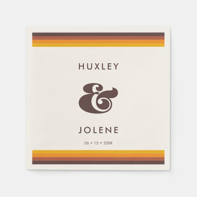 Retro 60s vintage colors wedding napkin (Front)