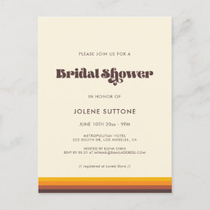 Retro 60s vintage colours bridal shower invitation postcard