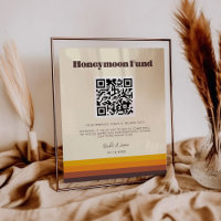 Retro 60s vintage colours Honeymoon fund QR code
