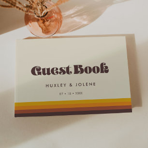 Retro 60s vintage colours wedding guest book