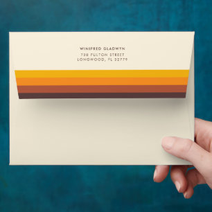 Retro 60s vintage colours wedding invitation envelope