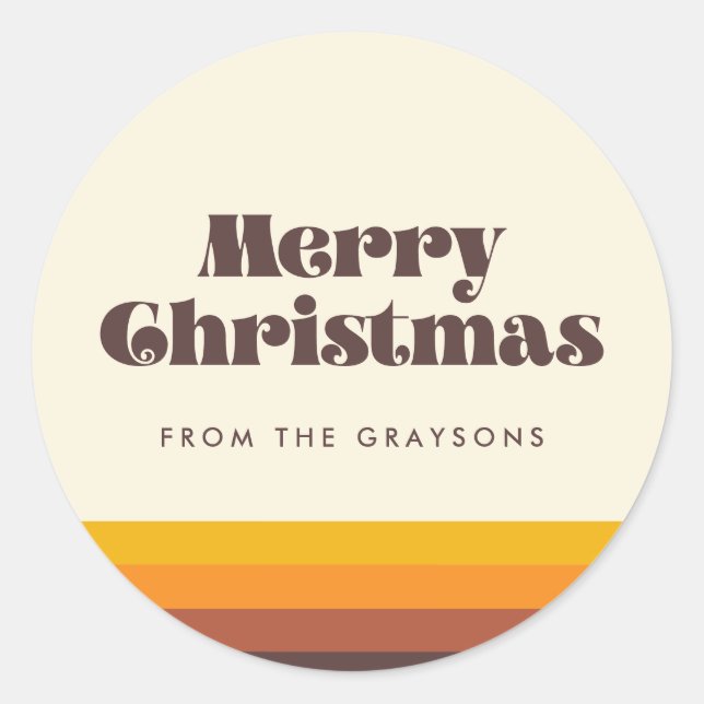 Retro 60s vintage Merry Christmas Classic Round Sticker (Front)