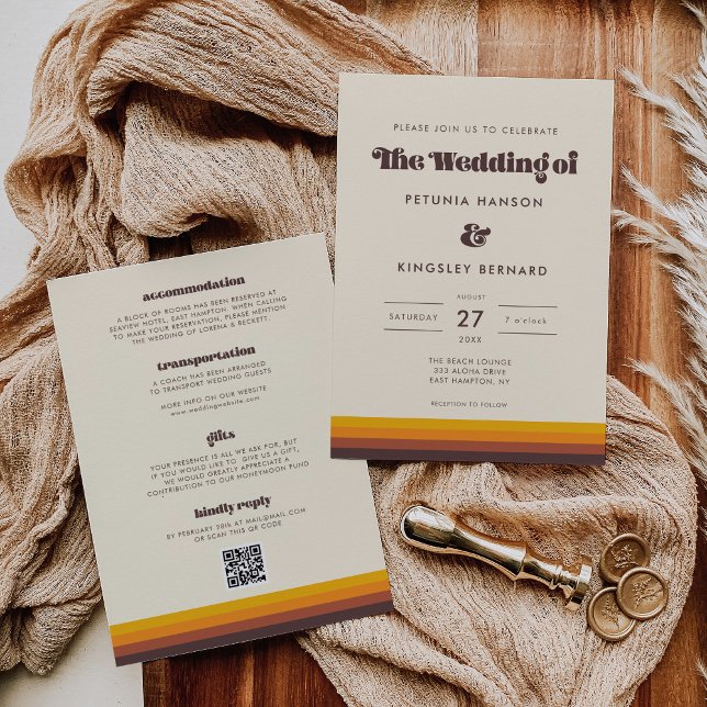 Retro 60s Vintage Mid Century Detailed Wedding Invitation (Creator Uploaded)