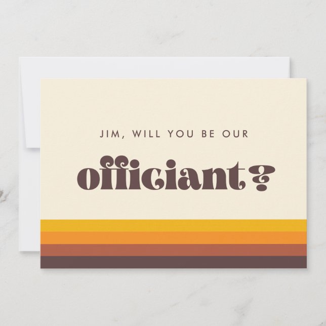 Retro 60s Vintage Officiant Proposal Card (Front)
