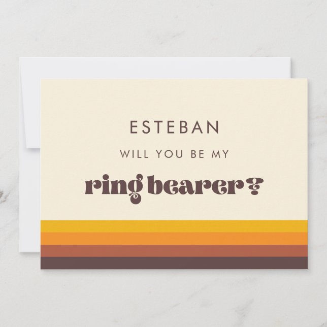 Retro 60s Vintage Ring Bearer Proposal Card (Front)