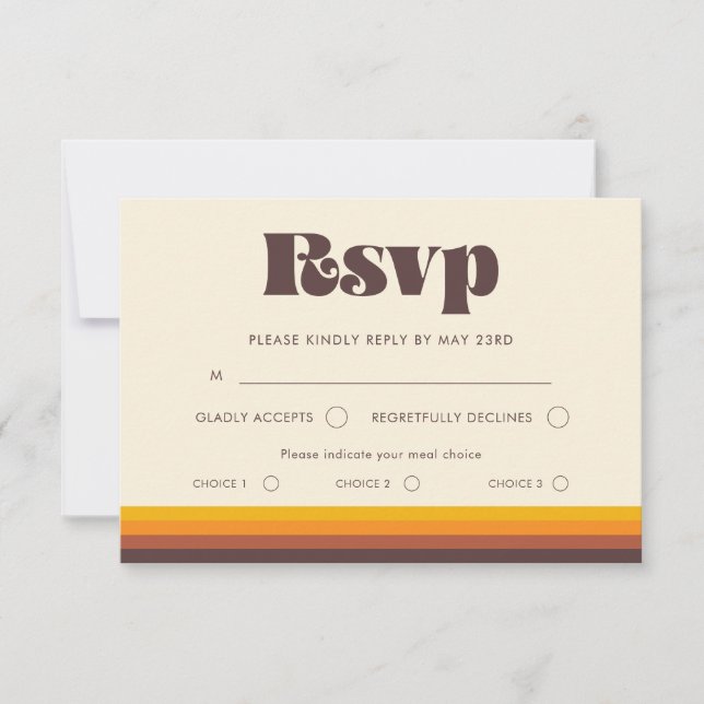 Retro 60s Vintage RSVP Card with Meal choice (Front)