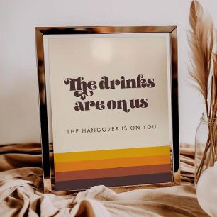 Retro 60s Vintage Wedding Open Bar sign