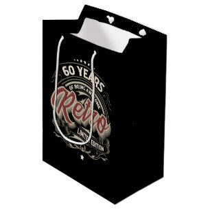 Retro 60th Years awesome word art Medium Gift Bag