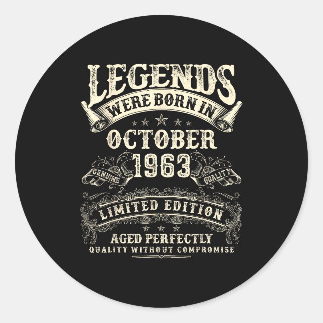 Retro 62nd Birthday For Men 62 Year Old October 19 Classic Round Sticker (Front)