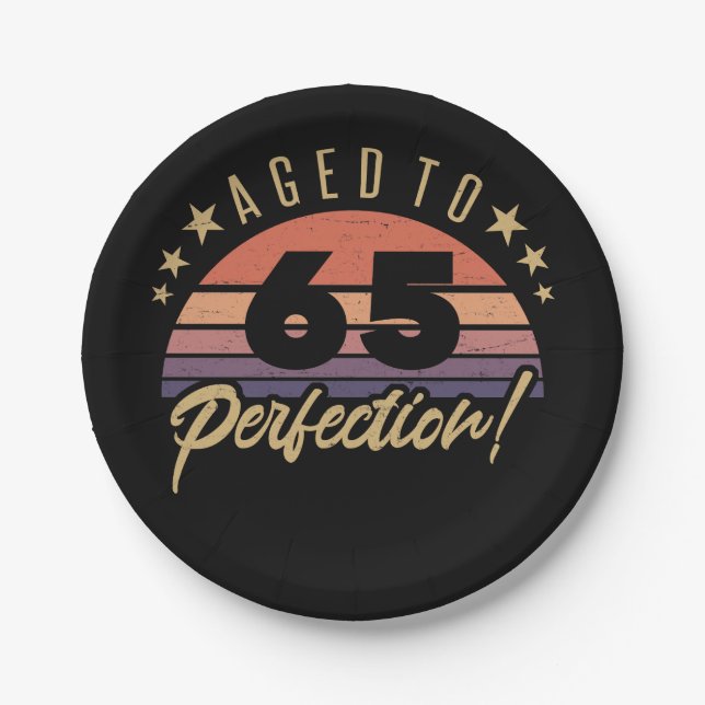 Retro 65th Birthday Humour Paper Plate (Front)