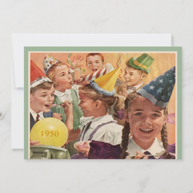 Retro 65th Birthday Party 1950 Childhood Memories Invitation (Front)