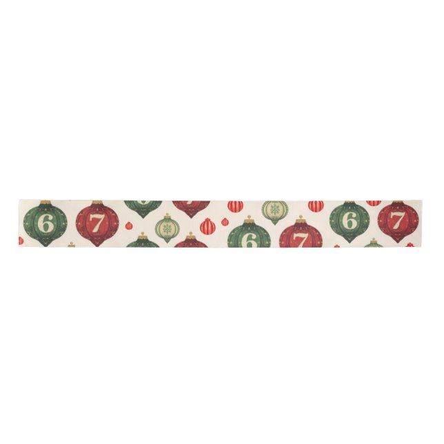 Retro “67” Christmas Ornament Flat Wrapping Paper Satin Ribbon (Front)