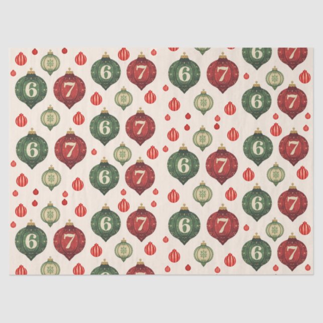 Retro “67” Christmas Ornament Tissue Paper (Front)
