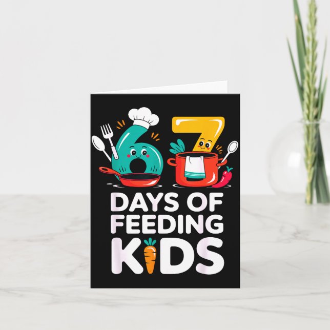 Retro 67 Days Of Feeding Kids Lunch Lady Cafeteria Card (Front)