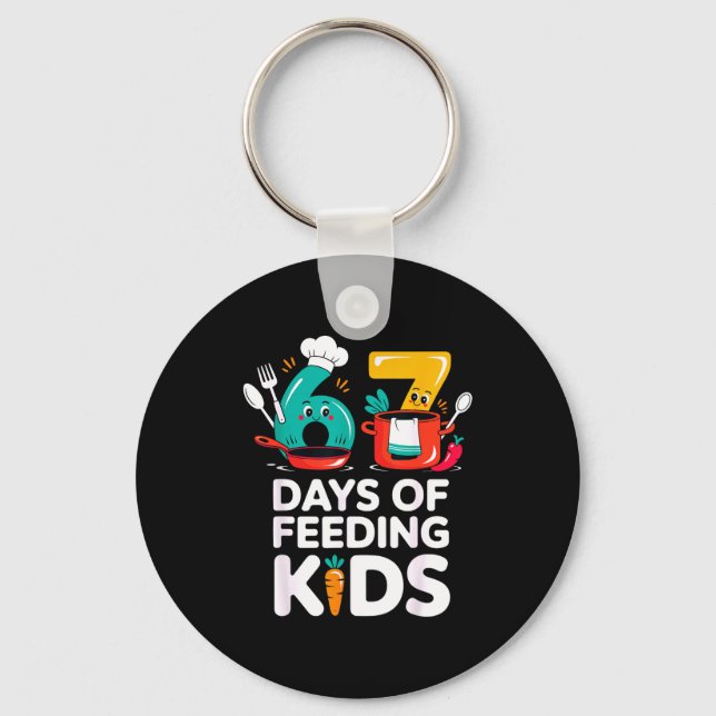 Retro 67 Days Of Feeding Kids Lunch Lady Cafeteria Key Ring (Front)