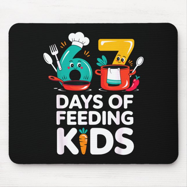 Retro 67 Days Of Feeding Kids Lunch Lady Cafeteria Mouse Mat (Front)