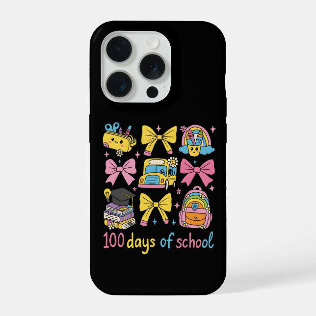 Retro 67 Days Of School Pastel Pencil Student iPhone Case (Back)