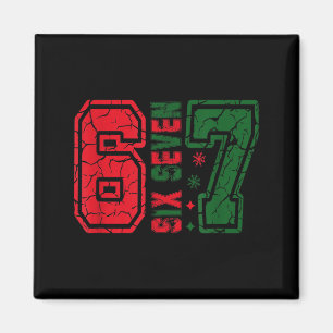 Retro 67 Funny Six Seven Meme 6 7 Number Christmas Magnet