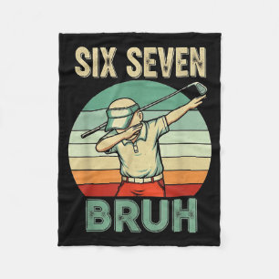 Retro 67 Meme 6 7 Six Seven Bruh Golf Golfer Vinta Fleece Blanket