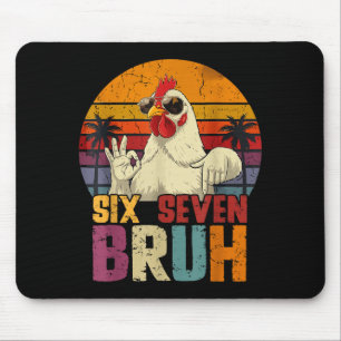 Retro 67 Six Seven Bruh Funny Chicken With Sungles Mouse Mat
