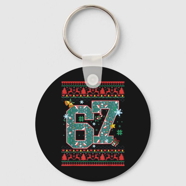 Retro 67 Six Seven Christmas Shirt Meme  Key Ring (Front)