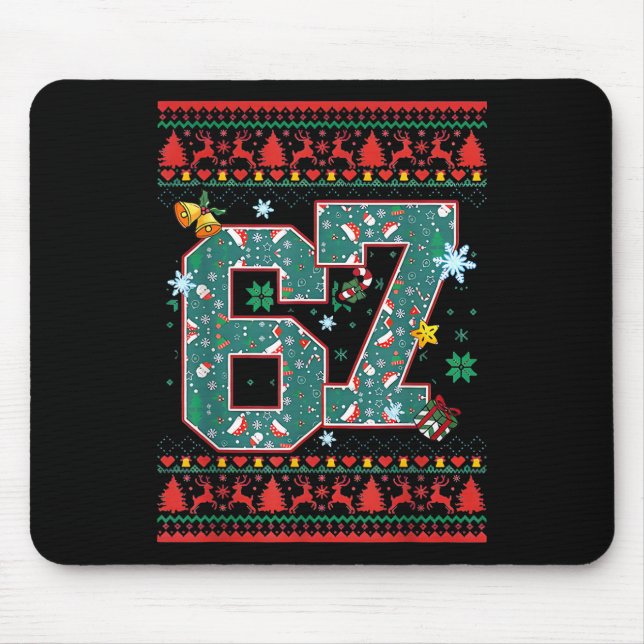 Retro 67 Six Seven Christmas Shirt Meme  Mouse Mat (Front)