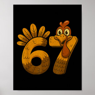 Retro 67 Turkey Funny Thanksgiving Autumn Design  Poster