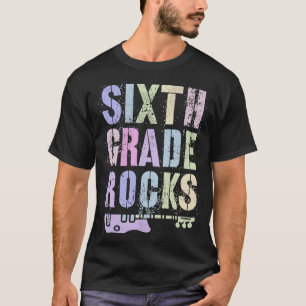 Retro 6th GRADE ROCKS Teacher Rockstar Squad Sixth T-Shirt
