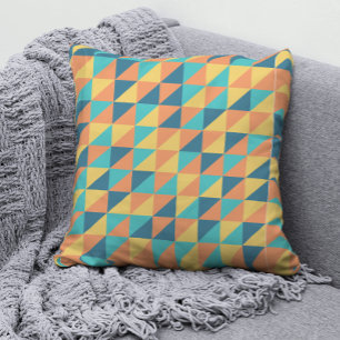 Retro 70 Blue & yellow Pastel Geometric pattern Cushion