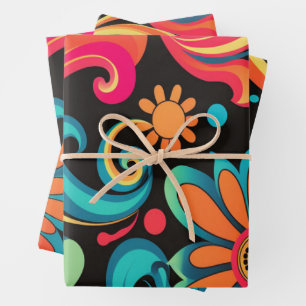 retro 70’s wrapping paper sheet