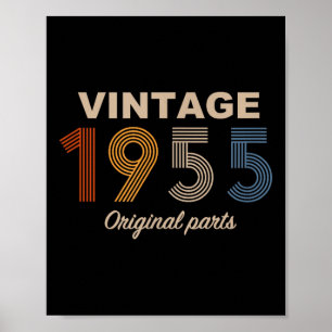 Retro 70 Years Vintage 1955 Original Parts 70th Bi Poster