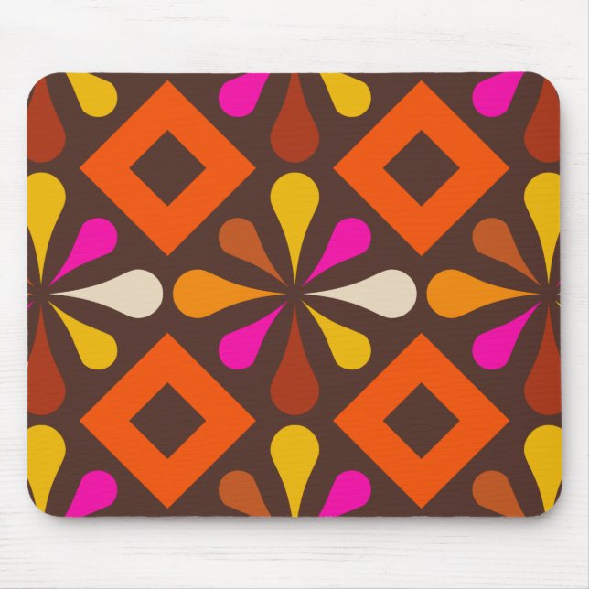 retro 70s 60s pattern style mouse mat (Front)