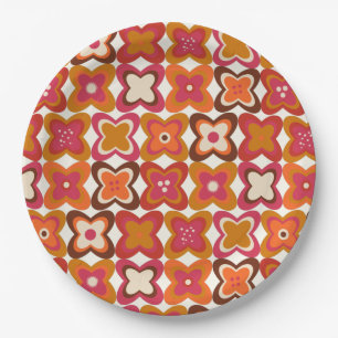 retro 70s 60s pattern style paper party plates