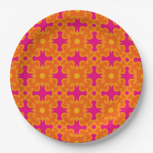 retro 70s 60s pattern style paper party plates