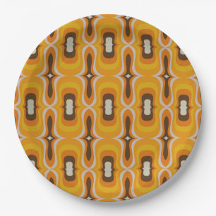 retro 70s 60s pattern style paper party plates