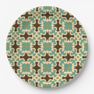 retro 70s 60s pattern style paper party plates
