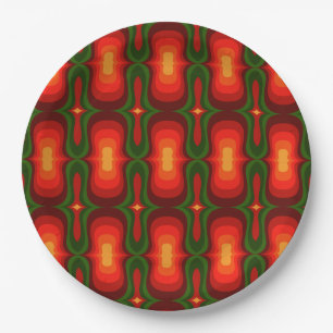 retro 70s 60s pattern style paper party plates