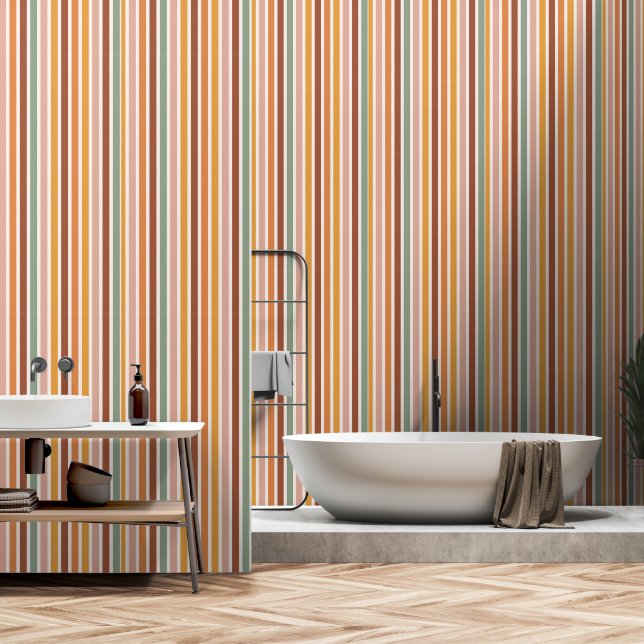 Retro 70s 60s Striped Wallpaper (Bathroom)