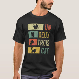 Retro 70s 80s 90s Un Deux Trois Cat Meowy Cat T-Shirt