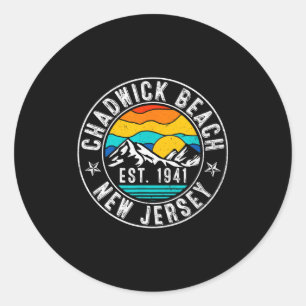 Retro 70s 80s Chadwick Beach New Jersey Nj For Men Classic Round Sticker