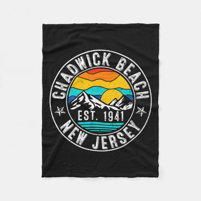 Retro 70s 80s Chadwick Beach New Jersey Nj For Men Fleece Blanket (Front)