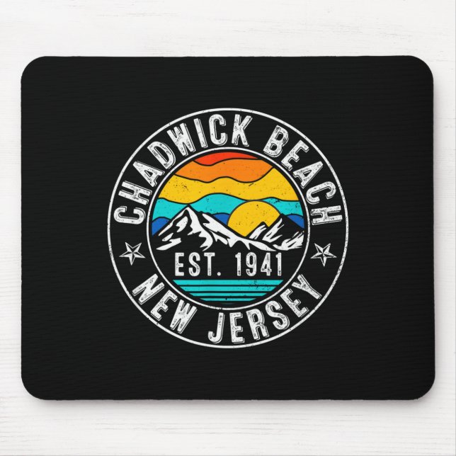 Retro 70s 80s Chadwick Beach New Jersey Nj For Men Mouse Mat (Front)