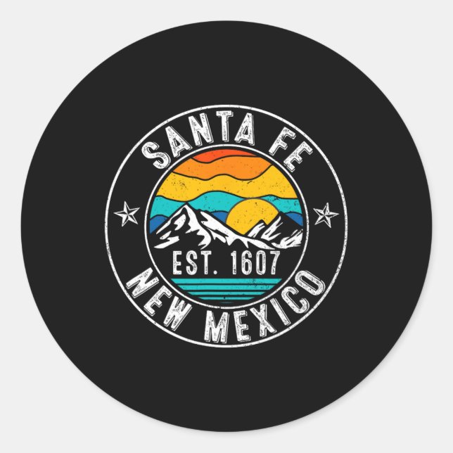 Retro 70s 80s Santa Fe New Mexico Nm  Classic Round Sticker (Front)