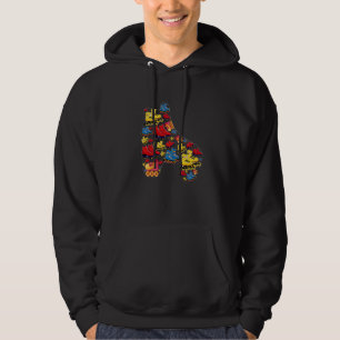 Retro 70s 80s Skater Rollerblades Roller Skating S Hoodie