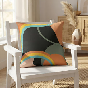 Retro 70s Abstract Art Boho Mid-Century Accent Cushion