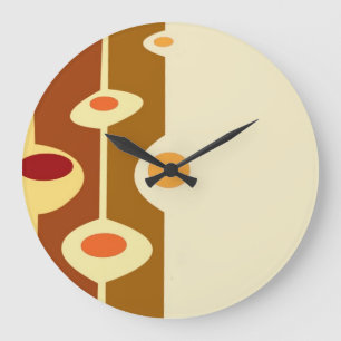 Retro 70s abstract art large clock